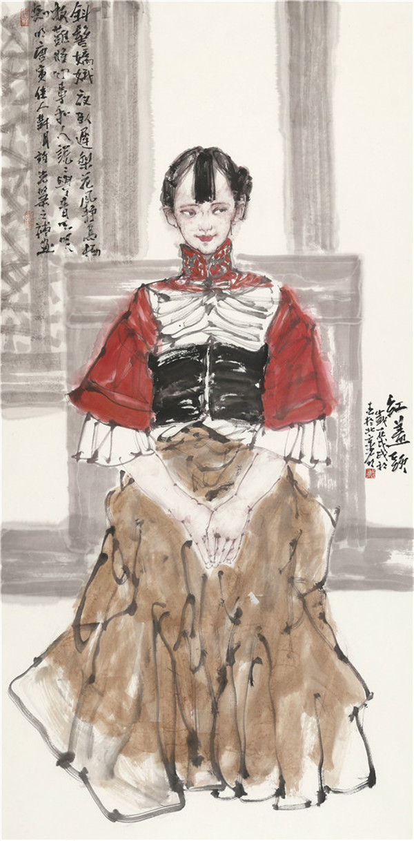 王光明 红盖头 136×68cm 2018年.jpg
